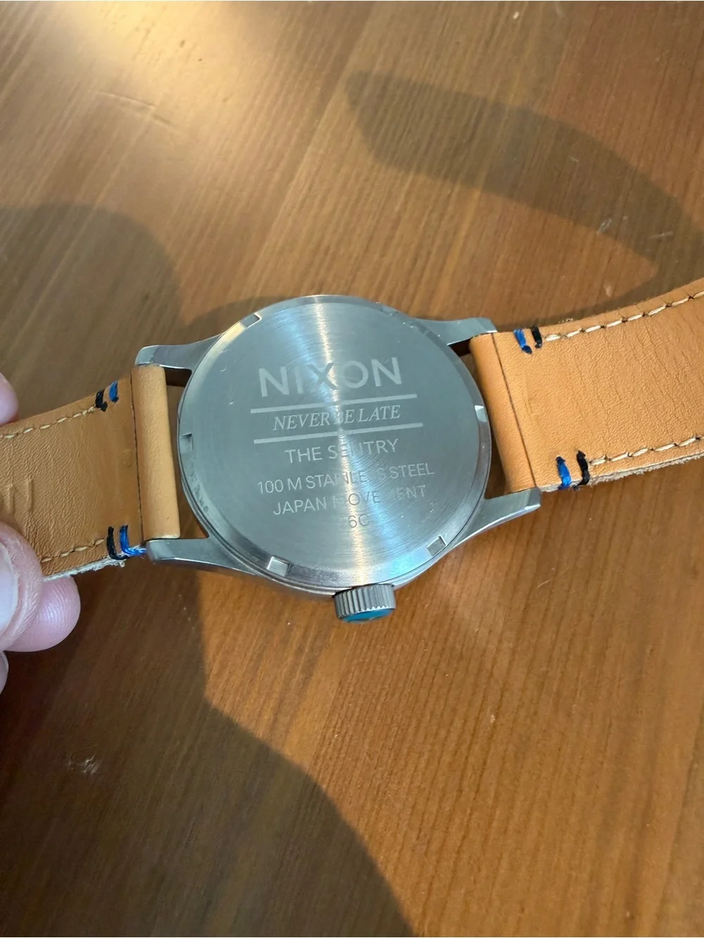 Nixon Men's Black Dial Watch with Tan Leather Strap